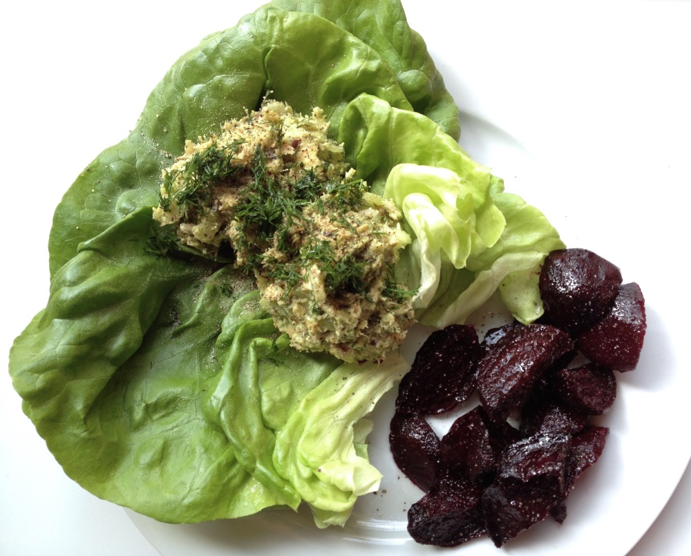 Tasty Tuna, cow crumbs, gluten free, dairy free, lettuce wrap, roasted beets, paleo